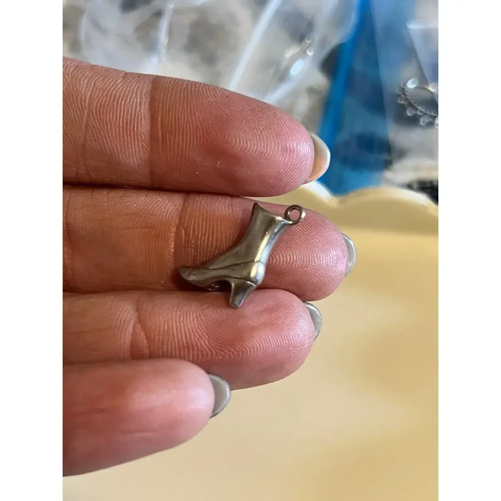 STERLING SILVER BRACELET CHARM OLD FASHIONED BOOT